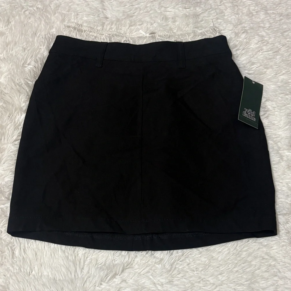NWT Wild Fable Black With White Lace Trim Mini Skirt Size XXS